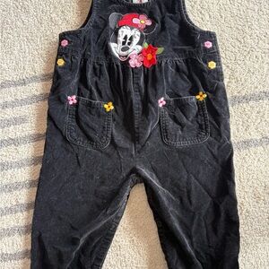 RARE vintage Disney Black Overalls with Minnie Mouse Design